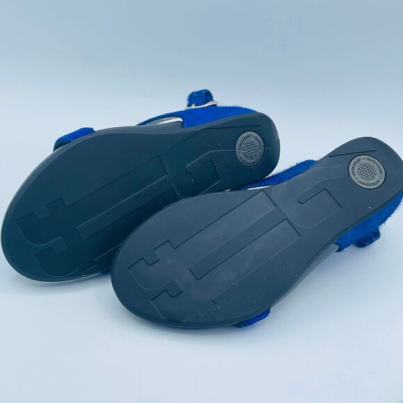 FitFlops Women's Supercomff US 7 Size 38 Black Royal Blue Textured Sandals - Picture 9 of 9